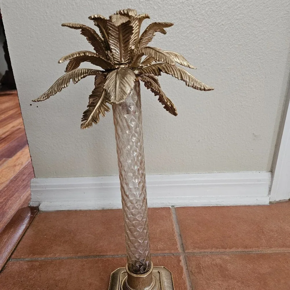 NWT JAY STRONGWATER FLORA & FAUNA PALM TREE ENAMEL CRYSTAL CANDLE HOLDER OBJET